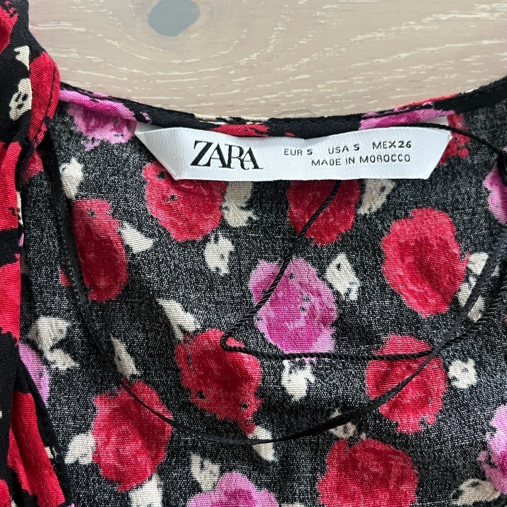 Zara red purple bloggers fav Floral Maxi Dress sz small - Picture 7 of 9